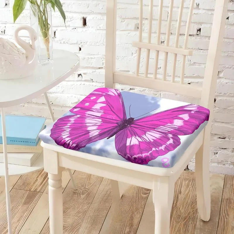 Kudde tecknad fjärilstol fyrkantig matt mjuk andas matsal sittplats komfort kuddar sovrum balkong för hemmakontordekor