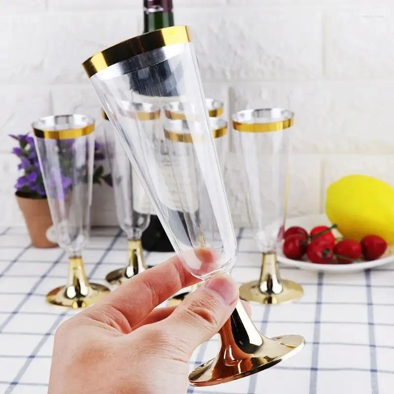 Wine Glasses 6Pcs/Set Disposable Plastic Glass Champagne Red Flutes Cocktail Goblet Home Bar Wedding Party Drink Cup 150ml