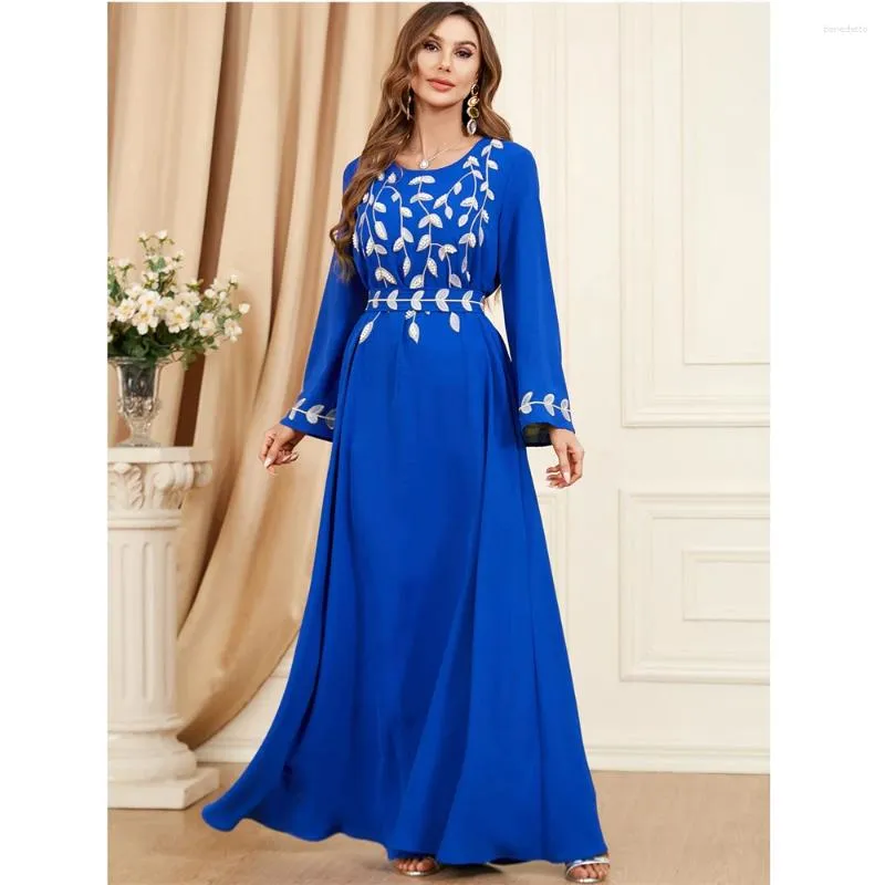 Ropa étnica Moda Abaya Musulmán Cuentas Bordado para Mujeres Largo Maxi Vestido Turquía Kaftan Islam Dubai Árabe Robe Marruecos Jalabiya