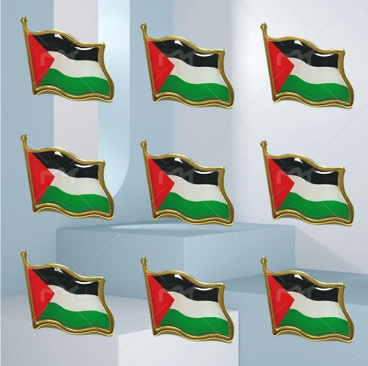 100pcs فلسطين العلم دبوس بروش البلد فلسطين الوطنية الشعار العلم شارة طية طية دبابيس العلم الشارات الشارات