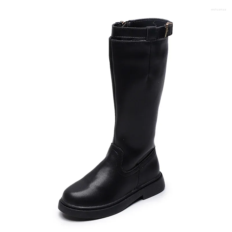 Bottes 3-12 ans Mode Princesse Genou-haute Automne Hiver 2023 Chaussures pour enfants pour grands enfants fille neige longueur cuir chaud