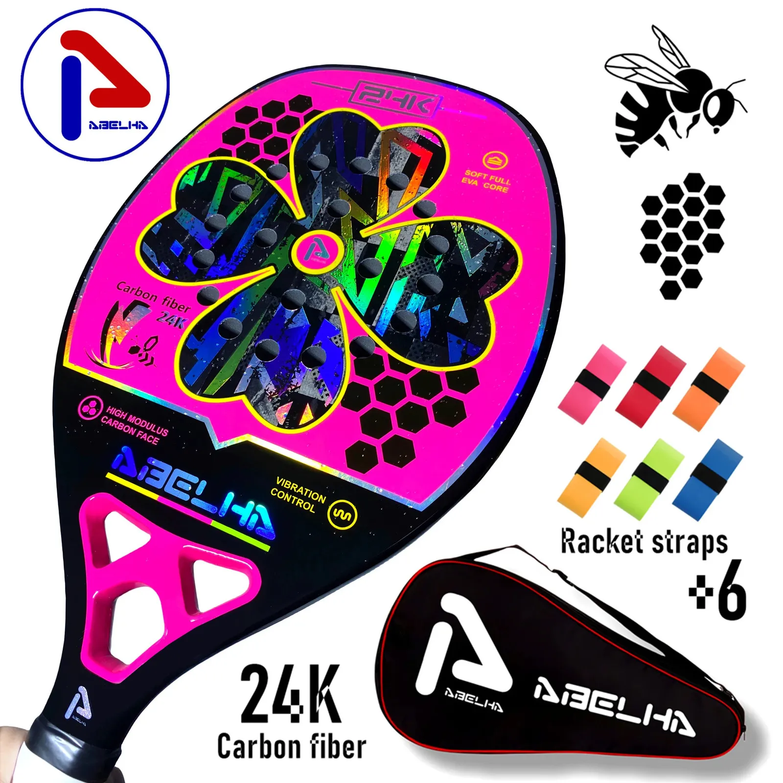 Beach Tennis Rackets: Abelha 24K Carbon Fiber Beach Racket Lightweight ...