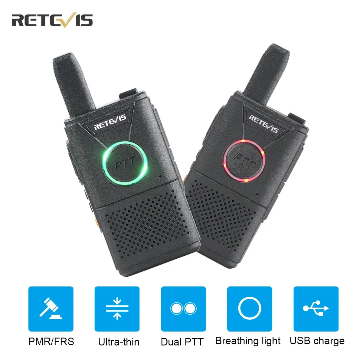 Walkie Talkie Retevis RT618 Mini Dual PTT Walkie Talkies 2 PCS PMR 4 Kommunikationsutrustning Portable Tway Radio Cafe El 231019