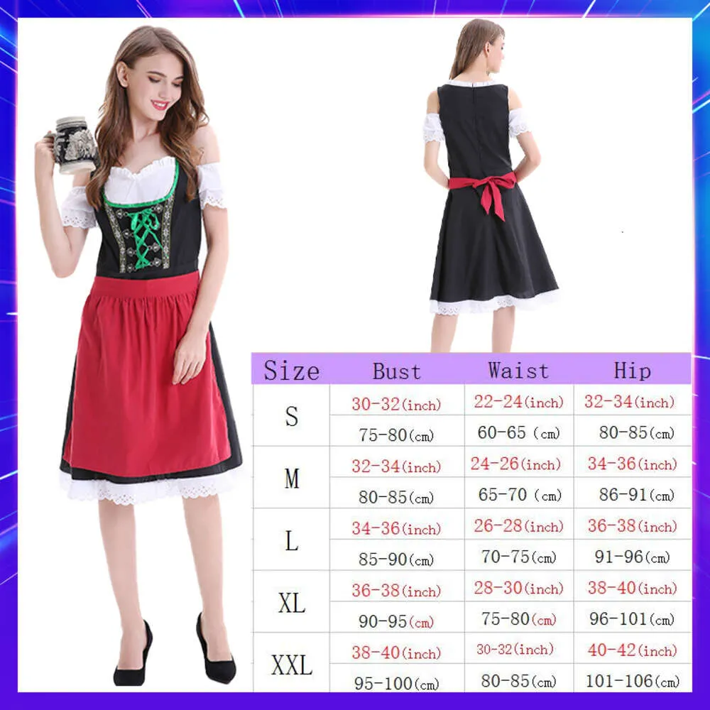 Cosplay-Kleid Lang – Oktoberfest-Dirndl Im Vintage-Stil – Kurze Ärmel, Freizeitkleid, Partymode – Für Damen