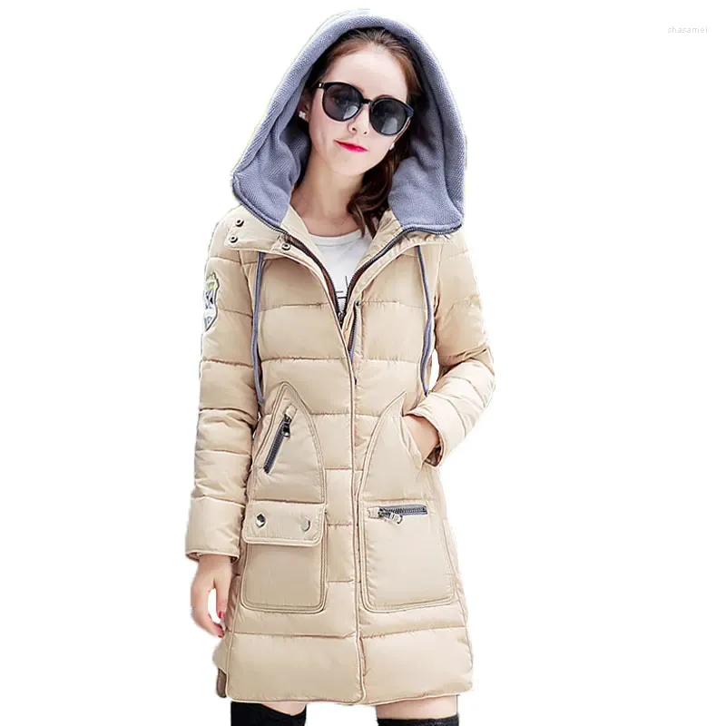 Women's Trench Coats 4XL Ukraine 2023 Parkas Plus Size Winter Down Cotton Jacket Long Coat Women Hooded Padded Female Jackets Manteau Femme