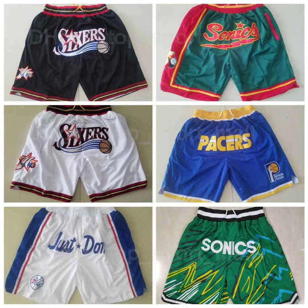 Short de basket-ball Just Don Wear Pantalon de sport avec poche zippée Reggie Miller Allen Iverson Gary Payton Joel Embiid Kevin Durant Shawn Kemp Ben Simmons