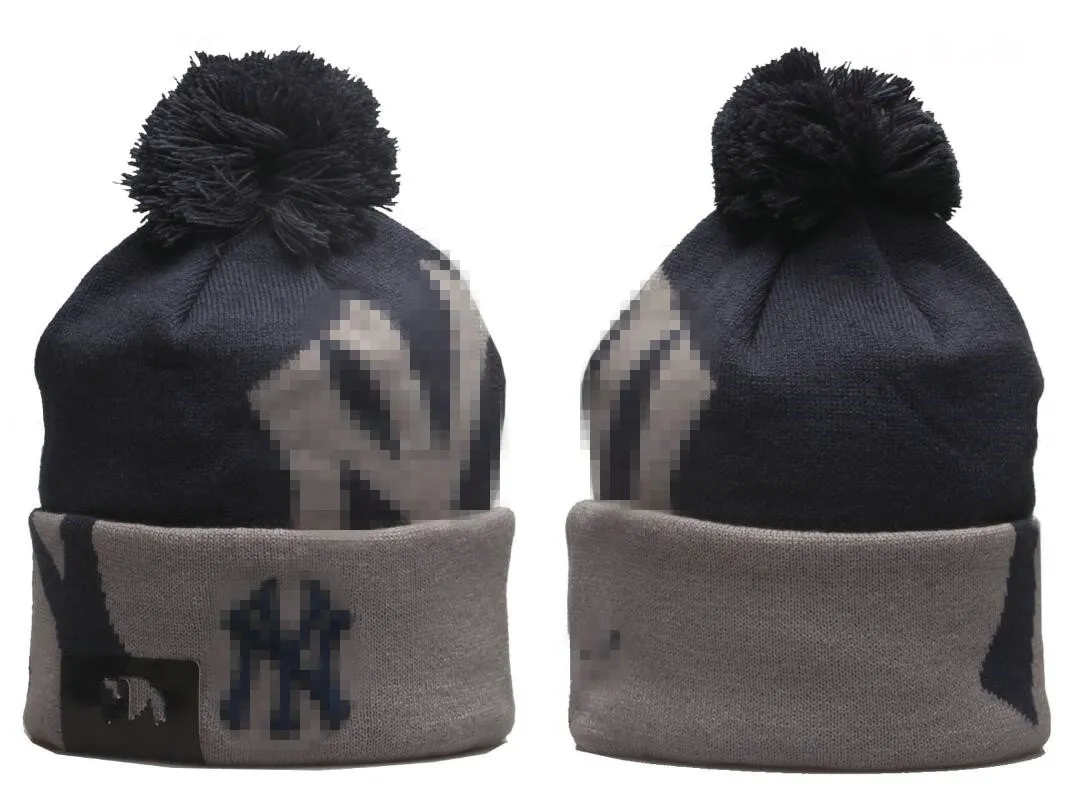 Bonés masculinos Bonés de beisebol New York Beanie Todas as 32 equipes de malha com punhos Pom NY Gorros listrados de lã lateral quente EUA College Sport Knit chapéus boné para mulheres A1