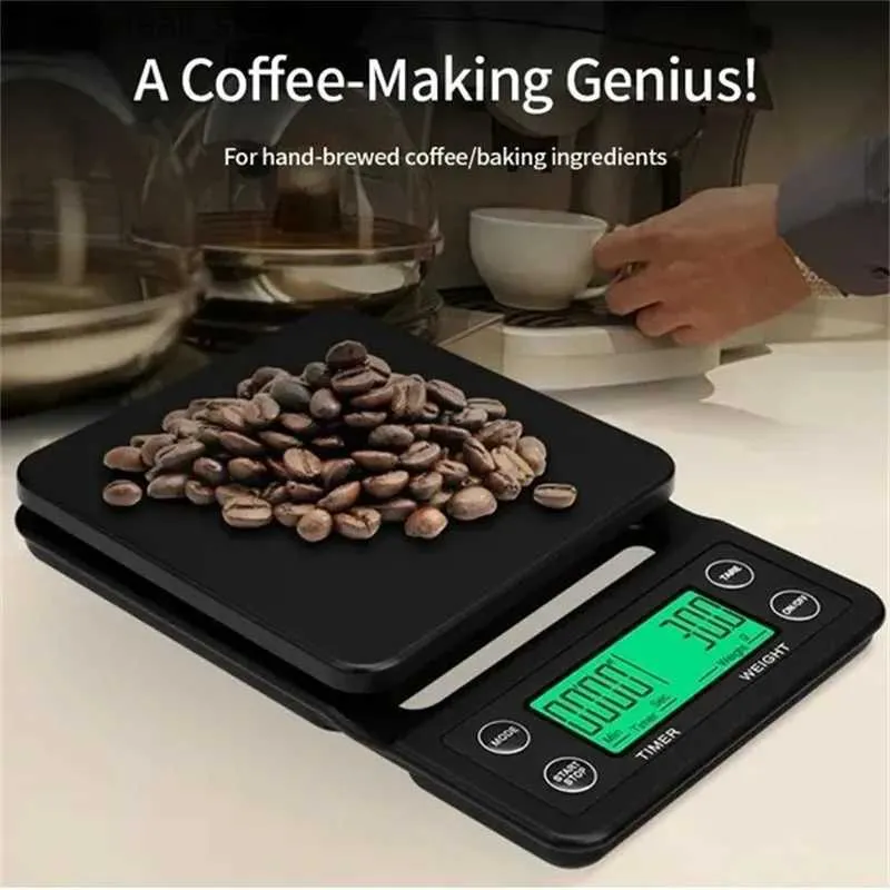 Badrumskökskalor 3/5 kg-0.1g Hög Precision Kaffeskala med timer Multifunktionella köksskalor Matskala LCD-elektroniska digitala skalor Q231020