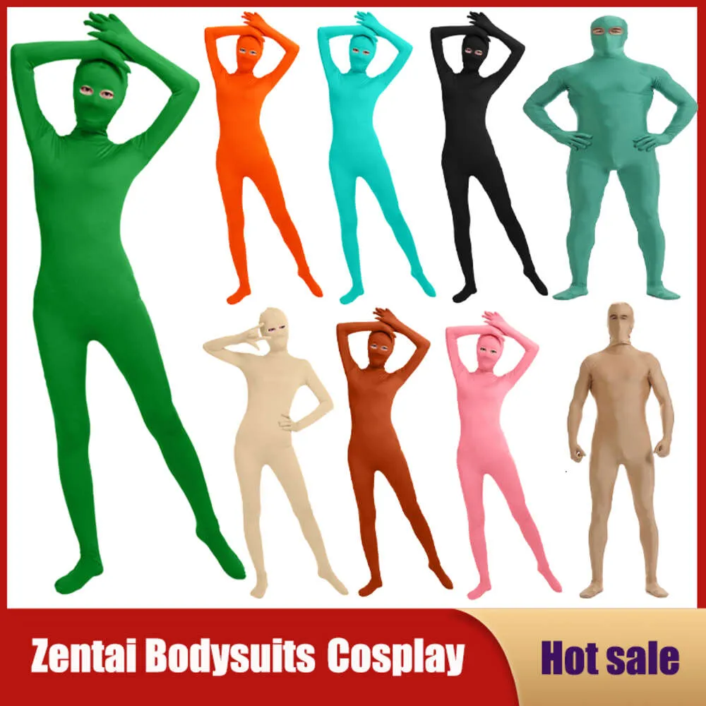 Costume Zentai Ouvert Visage Pour Adulte | Combinaison Moulante Unisexe Orange | Pour Cosplay, Fête, Halloween