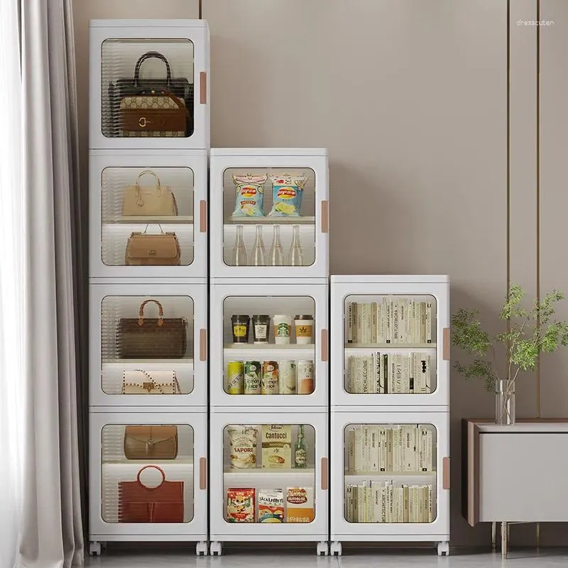 Hooks Storage Cabinet Shelves Home Wardrobe Toy Snack Simple Locker Installation-free And Foldable