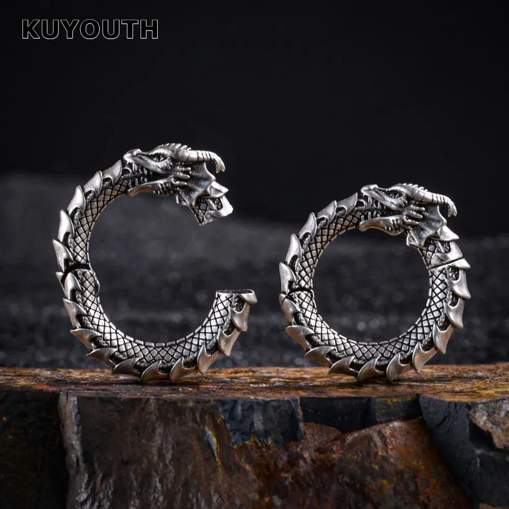 Stud KUYOUTH Trendy Copper Dragon Ring Ear Weight Magnet Earring Gauges Piercing Body Jewelry Expanders Stretchers 5mm 2PCS 231020