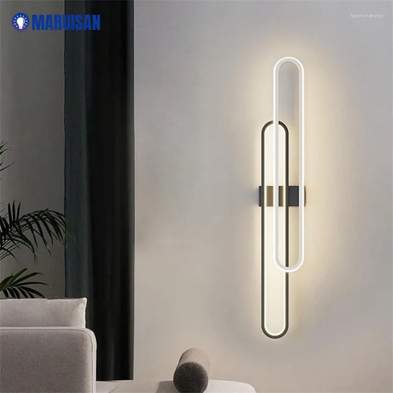 Lampade da parete MARUISAN Minimalista Lampada a LED Soggiorno Comodino Luce in alluminio Illuminazione per interni 60 80 100 cm SconceTV Divano Sfondo