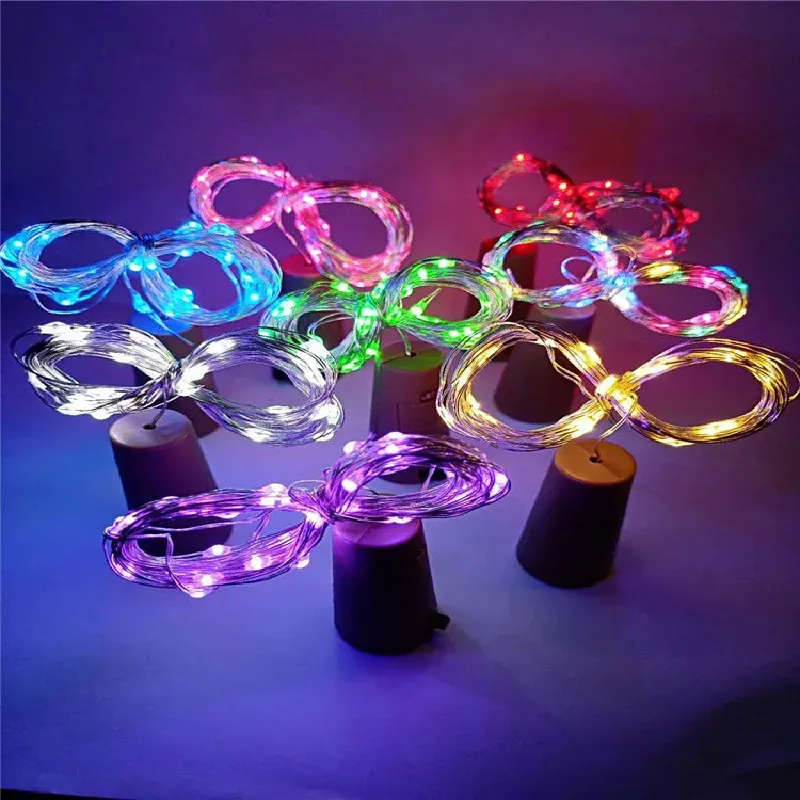 Decorações de Natal Garrafa de Vinho Rolha Luz String Bateria LED Pequeno Presente Colorido Dia Criativo 231019