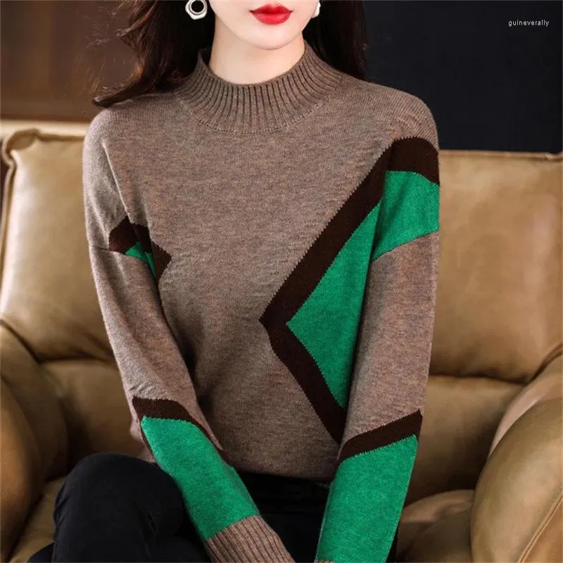 Swetery damskie jesień i zimowe kolory pasujące do krótkiego dna koszulka modna top w stylu zachodnim.