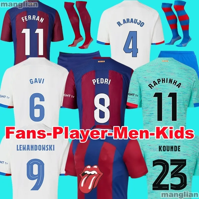 23 24 Camisetas de voetbal voetbalshirts PEDRI LEWANDOWSKI GAVI 2023 2024 FC BALDE FERRAN RAPHINHA barcelona DEST voetbalshirt heren barca kit kinderuitrusting