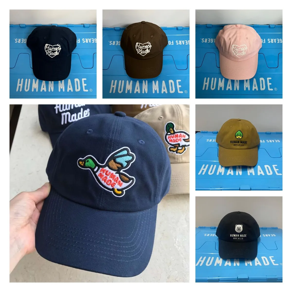 Bollmössor Human Made Ball Caps 2023 Nya män Kvinnor Casual Cartoon Duck Brodery Hat Brown Red Green Colorblock Baseball Summer Caps Beach Golf Sun Visor Justerbar