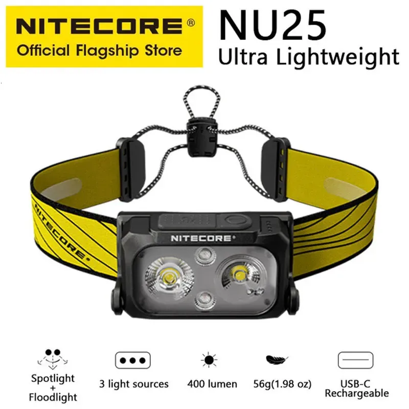 Outdoor Gadgets Original NU25 USB-C Rechargeable Headlamp Built-In Battery Three-Light Source Headlight For Running Trekking Backpacker 231018