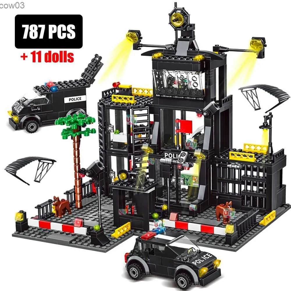 Blocks SWAT Station City Model Set Car Policeman Boat Figures Model Building Blocks DIY Toy for Kids Boys Gift R231020