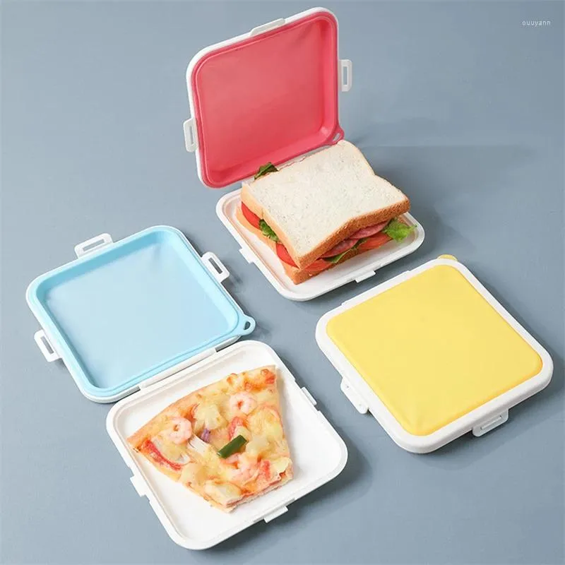 Boîte de rangement de Sandwich, vaisselle, boîte à déjeuner en Silicone, boîtes réutilisables pour micro-ondes