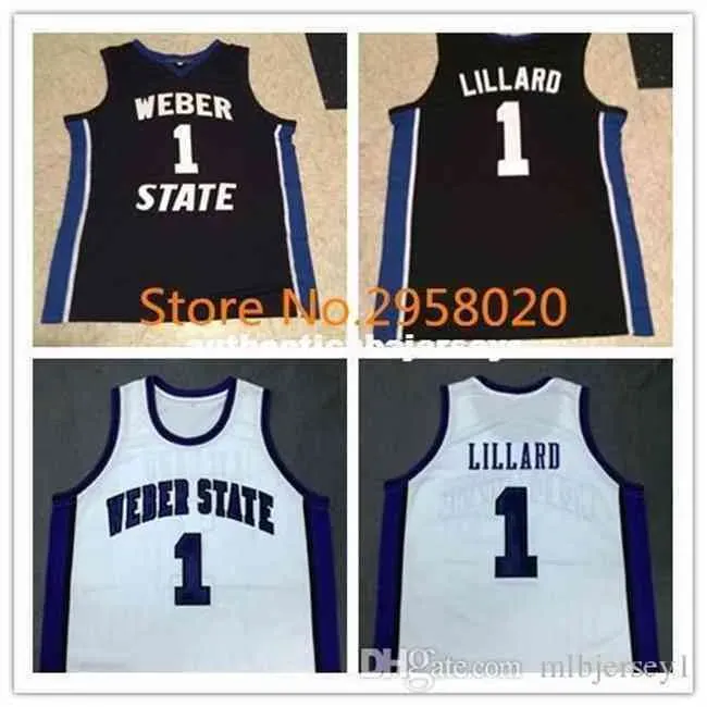Cheap Custom Damian Lilrd Weber State Bck White College Basketball Jerseys Embroidery Stitched Custom Any Name and Number vest Shirt