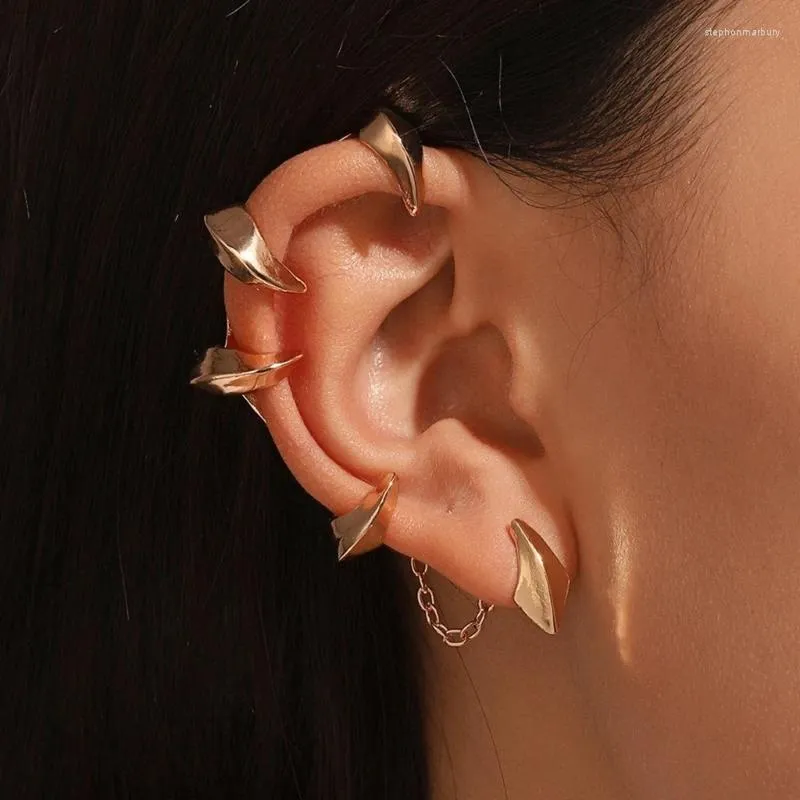 Boucles d'oreilles à dos uniques, crocs du diable, sans perçage, Clip d'oreille, manchette réglable pour femmes, bijoux d'halloween