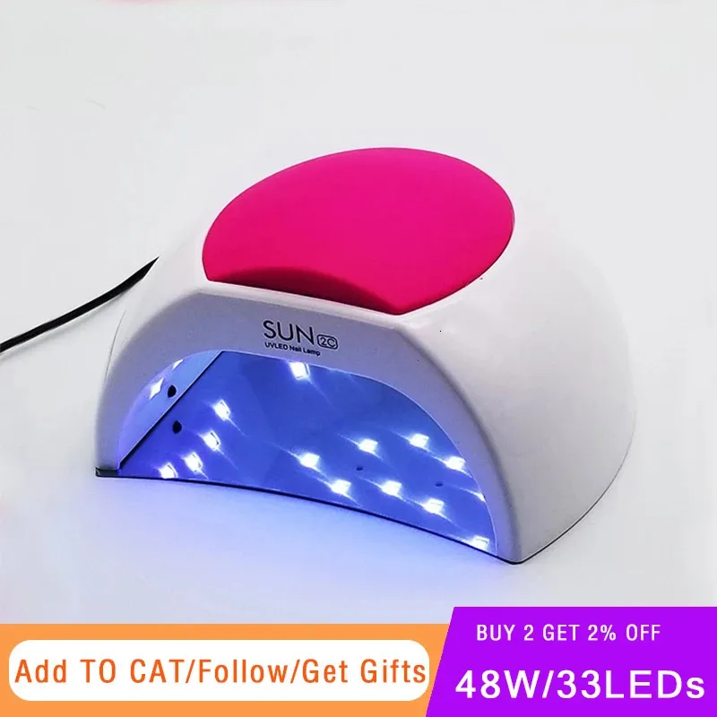 Essiccatori per unghie Marca 48W SUN 2C LED Lampada UV per unghie Macchina per asciugare lo smalto per unghie Lampada gel 10s/30s/60s Timer Sensore automatico Strumenti per manicure 231020