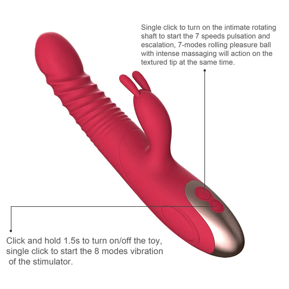 Rabbit Telescopic Vibration Built-in ball Rotation Heating G spot Dildo Vibrator Female Masturbation Sex Toys_voghion.com