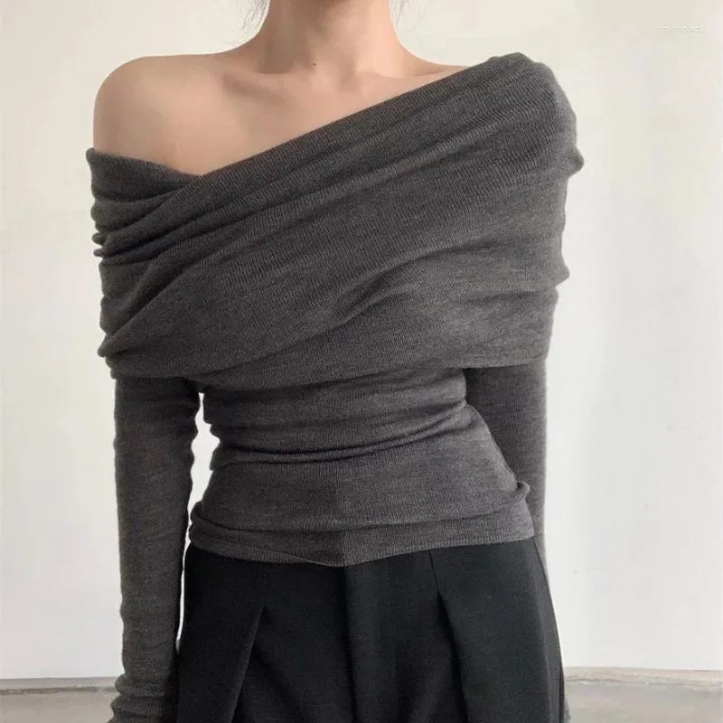 Swetry damskie Deeptown w stylu koreański Sweter Kobiety Kobiety Eleganckie z ramion skoczek harajuku moda gyaru sexy pullover