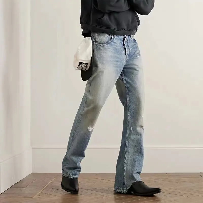 Оригинальные потертые свободные джинсы ERD, винтажные джинсы, потертые винтажные повседневные джинсы High Street, свободные мужские джинсы в стиле хип-хоп