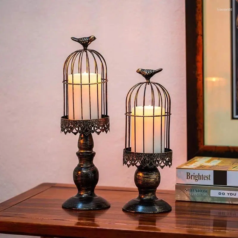 Ljusstakare Nordic Bird Cage Holder Romantic Candlelight Dinner Table Esthetic Home Decor vardagsrum