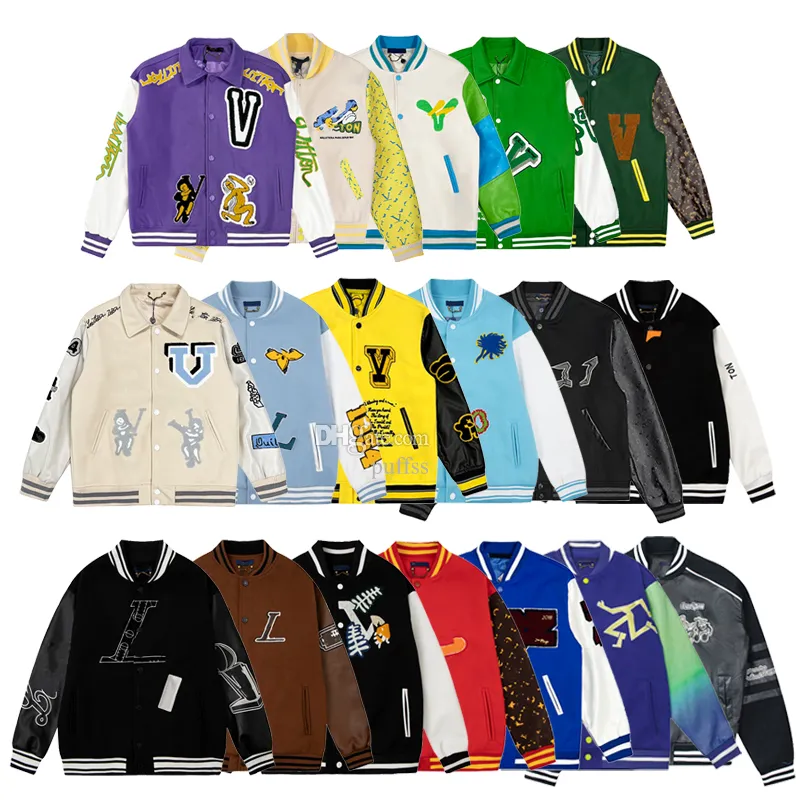 Men varsity kurtka baseballowa kurtka varsity l vintage bomber puffer kurtka litera haftowa jesień i zima luźna przyczynowa warstwa graffitir Hip Hop Rozmiar