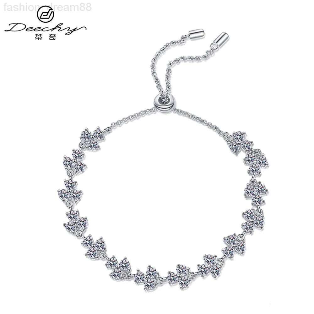 Bracelets trèfle à maillons en argent 925 de haute qualité, chaîne en diamant Moissanite, pierres précieuses, 4,2 ct, pour femmes