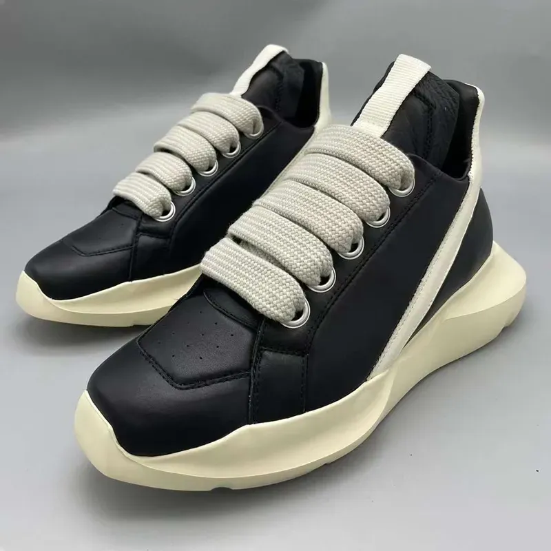 Män kausalskor äkta läder 6 cm tjocka botten mode sneakers hög kvalitet höjd ökar platta skor