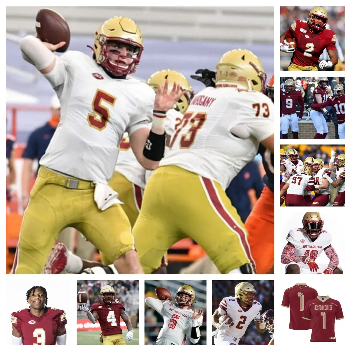 Maillot de football des Boston College Eagles 67 Jack Conley 98 Nigel Tate 28 Carter Davis 78 Jackson Ness 59 Regen Terry 21 Cam'ron Barfield 25 Bugg Jones