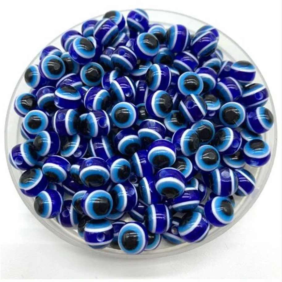 1000pcs blå pärlor runda onda harts ögonpärlor randspacer pärlor smycken mode diy armband gör gåvor297z