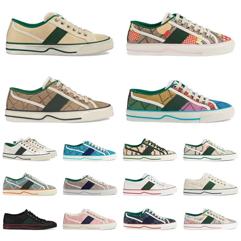 OG Original Tennis 1977 Canvas Shoes Sneaker Womens Designer Shoes Plate-Forme Scarpe Green and Red Web Stripe gummi Sole Luxurys Stretch Cotton Low des Chaussures