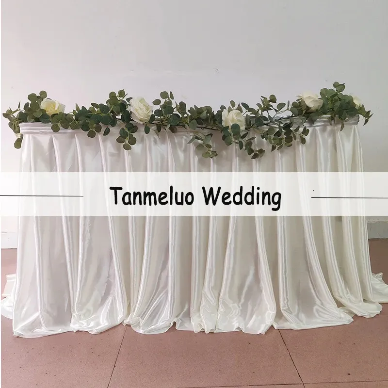 Table Skirt Transparent Ice Silk Wedding Table Skirt For Tablecloth Table Cover Wedding Stage White Table Skirting With Pleats Decoration 231019