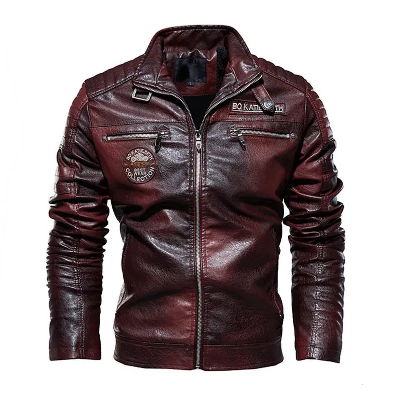 Winter Men's Faux Leather Stand Collar leather jacket