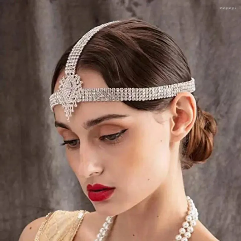 Hair Clips Handmade Fashion Rhinestone Head Chain Bridal Accessories Bohemia Forehead Crystal Headband For Women Jewelry