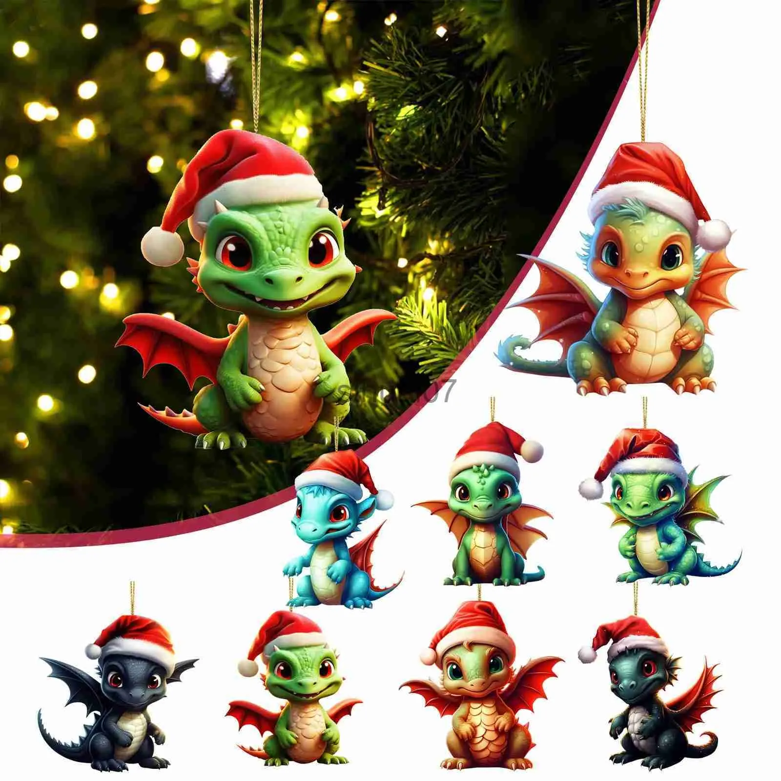 Christmas Decorations Christmas Acrylic Cartoon Dragon Baby Hanging Ornaments Christmas Decoration For Home Xmas Tree Pendants 2024 New Year Gifts x1020