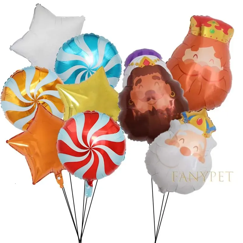 Decorazioni natalizie 9 pezzi set re cartoon Palloncini in alluminio con caramelle palloncino stella per bambini giocattoli festa di compleanno supplice Baby Shower 231019