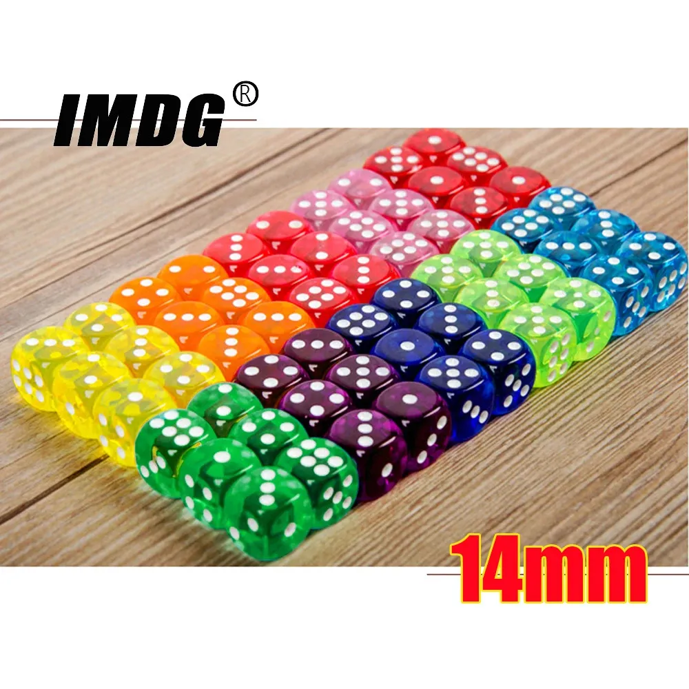 Utomhusspel Aktiviteter 10PCSpack Colors Acrylic Dice 14mm Transparent Round Corner High Quality Boutique Game 231020