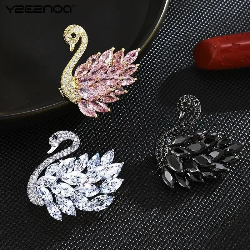 Pins broszki urocze kryształowy łabędź broszka mody biżuteria nr enestone zwierzę dla kobiet i dziewcząt Cubic cyrkonia Dekorat 231020