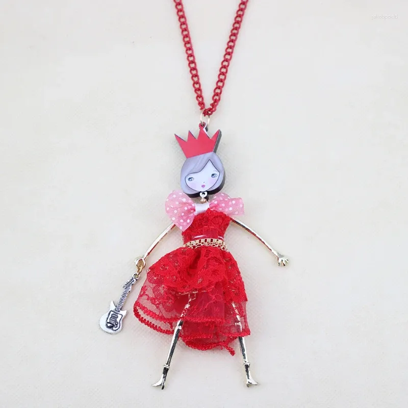 Ожерелья с подвесками, кукольное ожерелье, нарядная ткань, модные украшения, 2014 г., акриловые фигурки для девочек, девушки и женщины