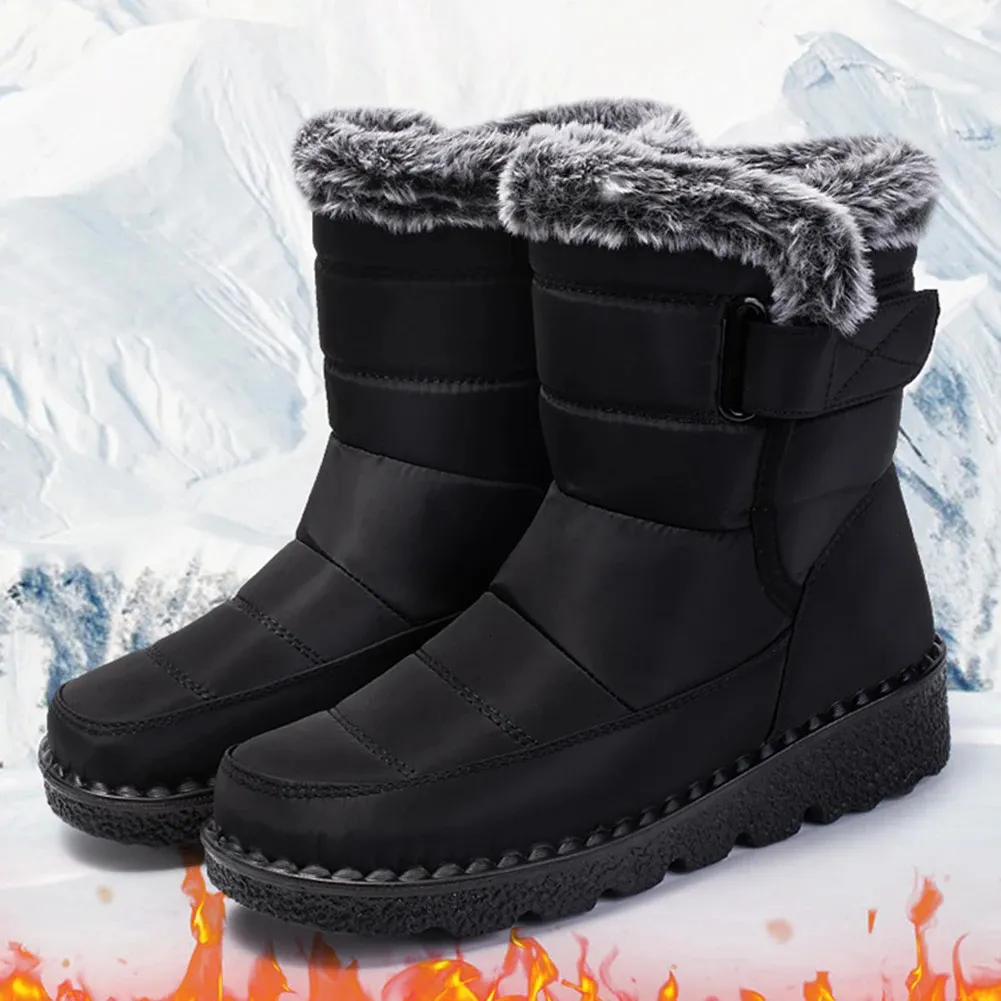 Stivali Donna Scarpe invernali impermeabili per pelliccia sintetica Stivali lunghi femminili in peluche Donna Stivali da neve in cotone caldo Stivaletti con plateau 231019