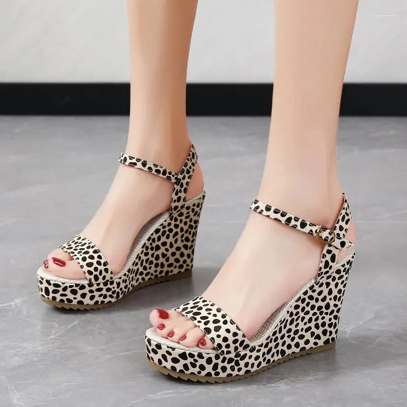 Sandals Fashion Women Platform Sexy Leopard Buckle Peep Toe Comfort Summer Shoes Retro Rome Wedge Outdoor Beach Sandalias