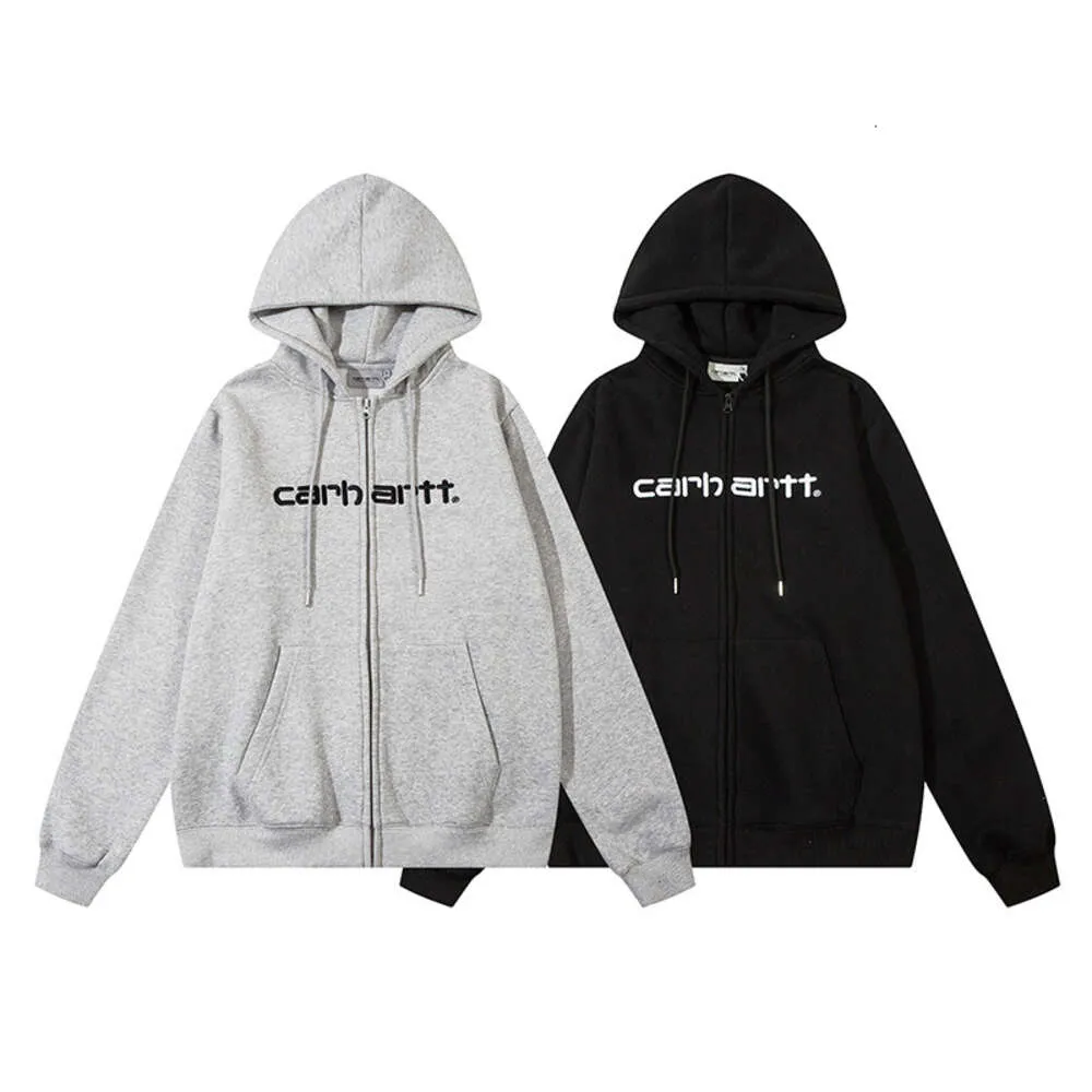 2023 New Men's and Women's Sweater Hoodies Fashion Designer Brand Cahart Carthart Minimalist Embroidered Zippered Cardigan Hooded Casual Plush Jacket for Uj2g