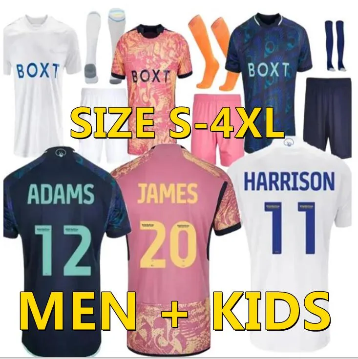 23 24 Bamford Home Soccer Courseys Raphinha Harrison Blue Shirt 2023 2024 Leeds Notees James Meslier Player Fansuniforms Men Kids Black Moving Moving Shirt