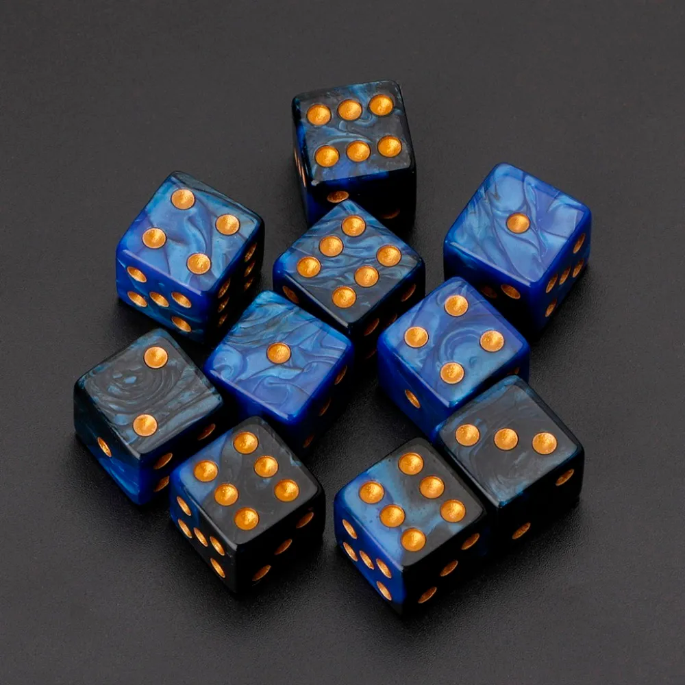 Lot De 20 Dés 6 Faces En Acrylique Bleu-noir – 16 Mm, Avec Sac De Rangement, Pour Jeux De Société
