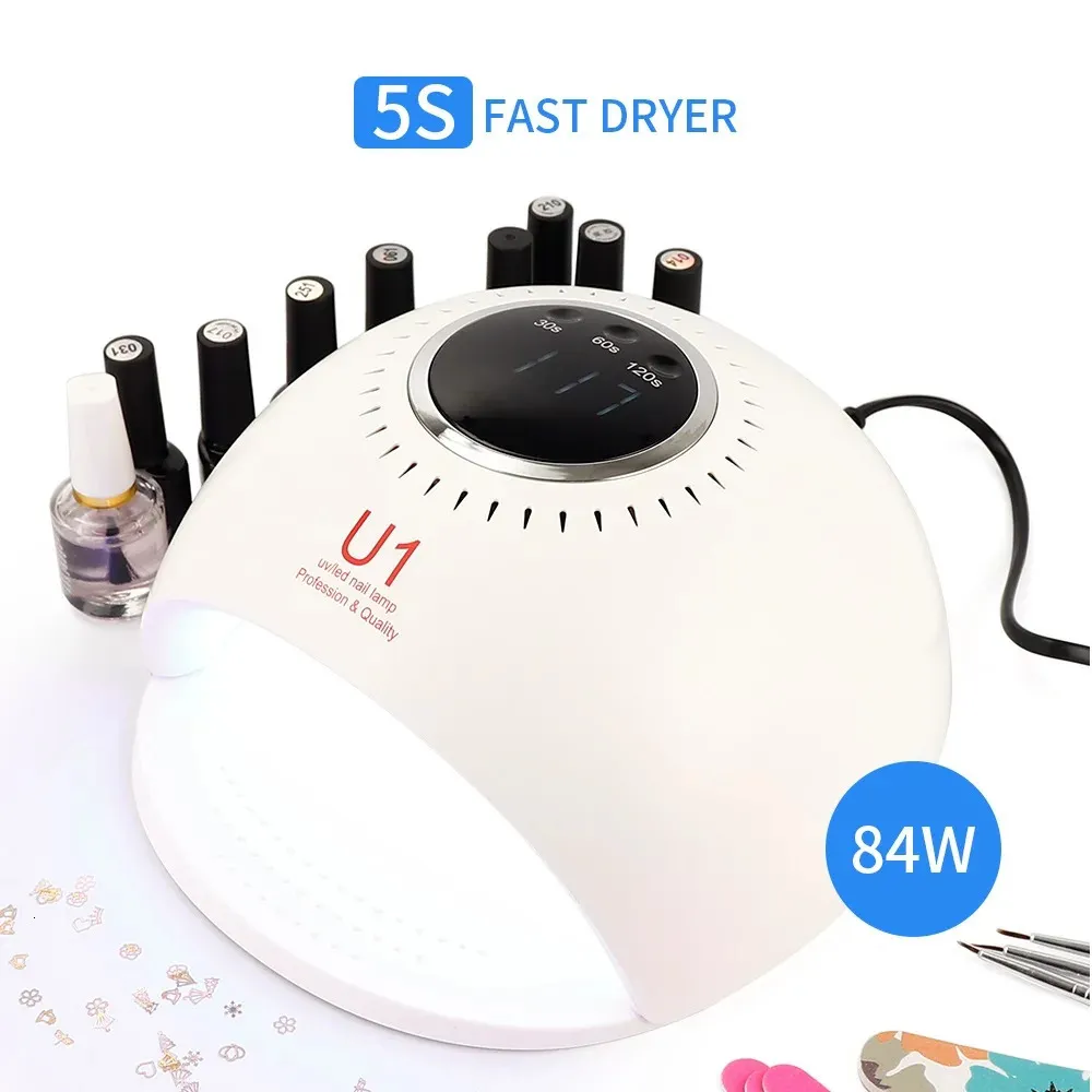 Nageltrockner 84W Smart UV LED Nageltrockner Lampe 5S Schnell trocknend 42PCS LEDs Nägel Gelpoliermittel Härtungslampe Maniküre Maschine 231020